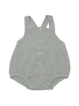 Barboteuse Boutonnée à Bretelles Gaze de Coton Bébé