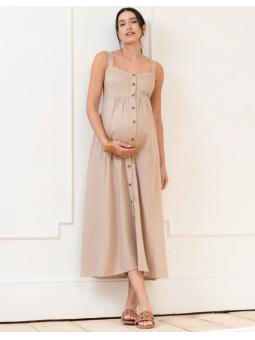 Robe Midi Boutonnée Grossesse et Allaitement Ascari Lin