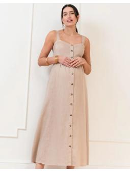 Robe Midi Boutonnée Grossesse et Allaitement Ascari Lin