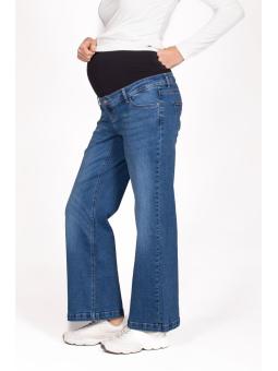 Jeans Wide Leg de Maternité Bleu Délavé