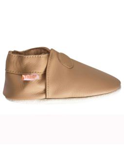 Chaussons Cuir Unis Café