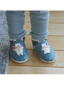 Chaussons Fourrés Cuir Raphaël et Mia en montagne