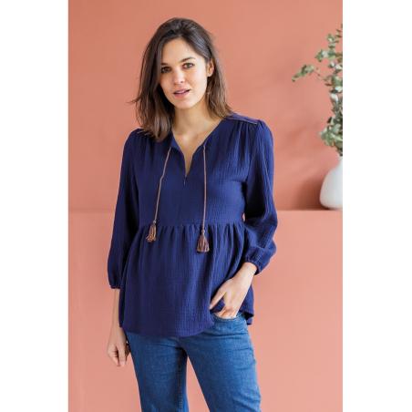 Blouse de Grossesse et d'Alllaitement en Gaze de Coton Deva