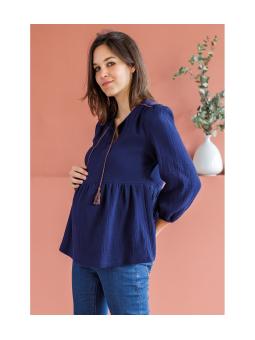 Blouse de Grossesse et d'Alllaitement en Gaze de Coton Deva