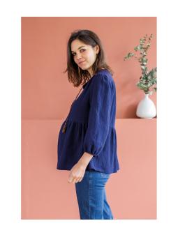 Blouse de Grossesse et d'Alllaitement en Gaze de Coton Deva