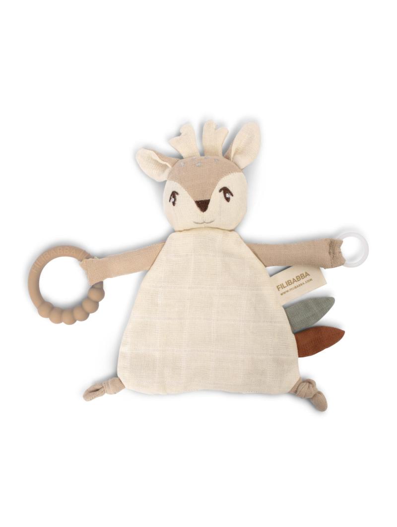 Doudou tissu Renard ou Faon avec anneau de dentition