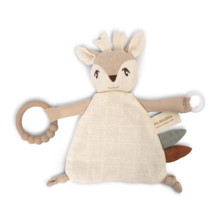 Doudou tissu Renard ou Faon avec anneau de dentition