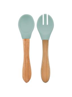 Set cuillère et fourchette en silicone et bambou