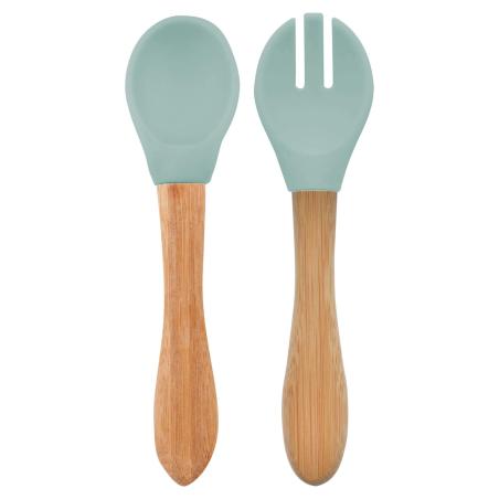 Set cuillère et fourchette en silicone et bambou