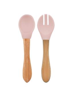 Set cuillère et fourchette en silicone et bambou