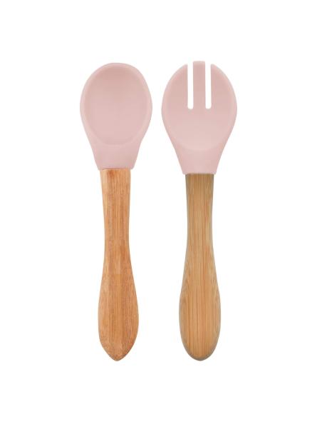 Set cuillère et fourchette en silicone et bambou