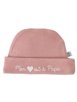Bonnet Naissance "Mon cœur est à papa" Pur Coton