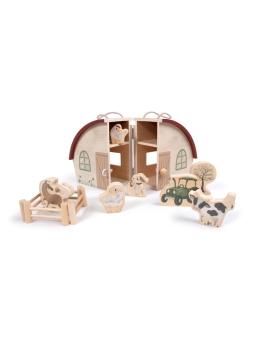 Ferme en bois avec animaux