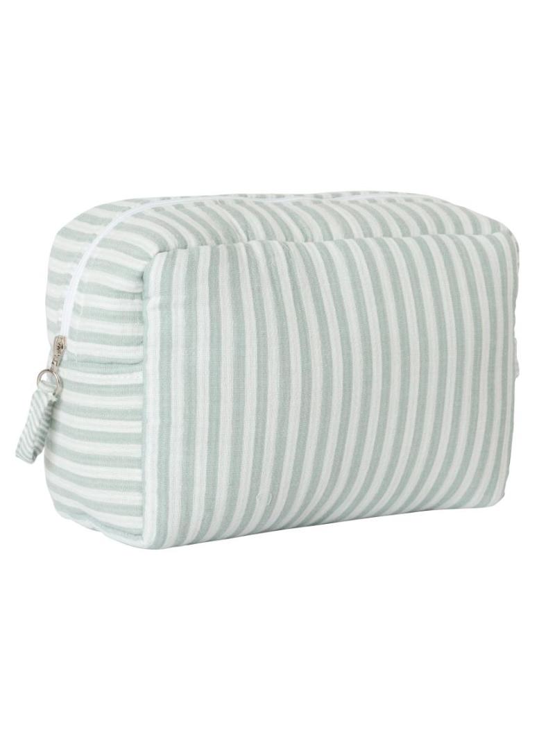 Trousse de toilette en gaze de coton rayée