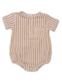 Barboteuse garçon Rayée en gaze de coton 