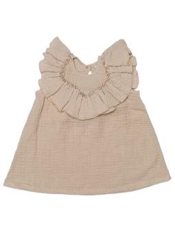 Robe évasée sans manches en gaze de coton – Couleur lin