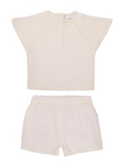 Ensemble fille en gaze de coton bio écru