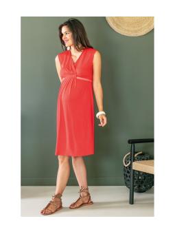 Robe de maternité empire corail Bianca