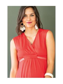 Robe de maternité empire corail Bianca