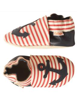 Chaussons Cuir Ancre Marine