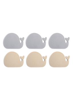 Mini tapis de bain antidérapants Baleine en silicone – Lot de 6