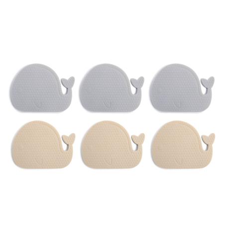 Mini tapis de bain antidérapants Baleine en silicone – Lot de 6
