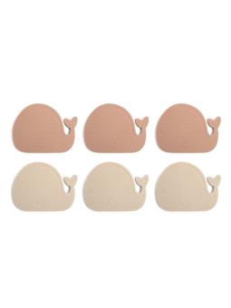 Mini tapis de bain antidérapants Baleine en silicone – Lot de 6