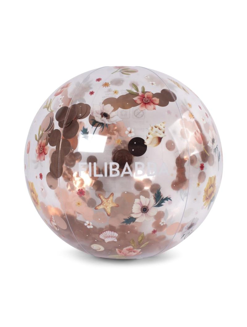 Grand Ballon de plage enfant Transparent avec confettis 