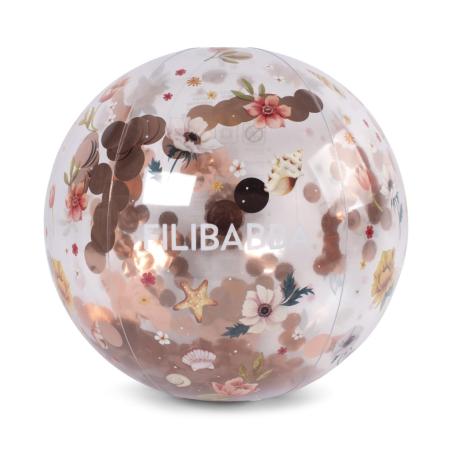 Grand Ballon de plage enfant Transparent avec confettis 