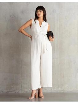 Combinaison grossesse et allaitement en lin écru Esme