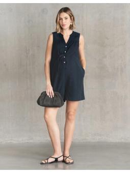 Combishort de grossesse et allaitement en coton brodé - Loanne 