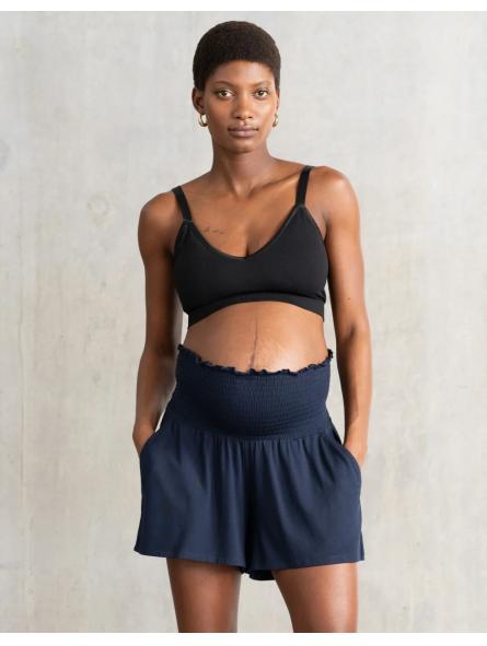 Short de grossesse taille smockée bleu marine – Tahiti Short de grossesse taille smockée bleu marine – Tahiti