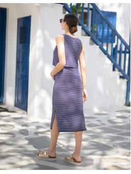 Robe midi de grossesse et allaitement marine Claudette