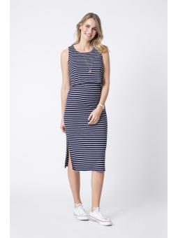 Robe midi de grossesse et allaitement marine Claudette