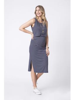 Robe midi de grossesse et allaitement marine Claudette