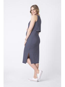 Robe midi de grossesse et allaitement marine Claudette