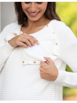 Pull grossesse & allaitement Amalia Ecru