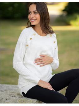 Pull grossesse & allaitement Amalia Ecru