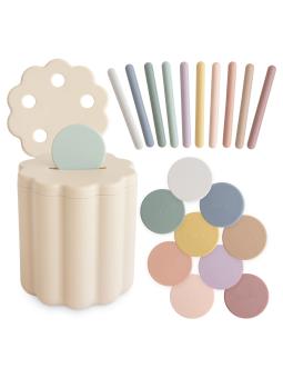 Jouet d'Éveil Mushie Coin & Tube – Développez la motricité de bébé en douceur dès 10 mois