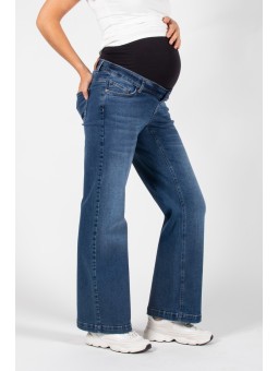 Jeans Wide Leg de Maternité Bleu Délavé