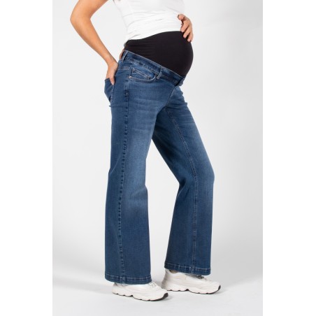 Jeans Wide Leg de Maternité Bleu Délavé