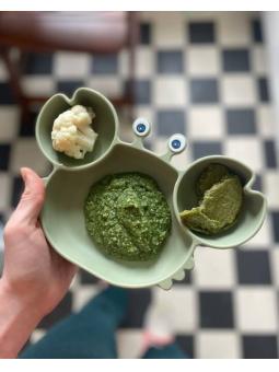 Set Repas Crabe Bébé – Assiette Ventouse & Couverts Doux pour Mains Autonomes