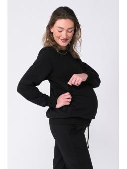 Sweat grossesse et allaitement à zips Noir