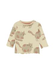 T-shirt manches longues bébé fille Twain Noppies – Imprimé chats gris en coton bio GOTS