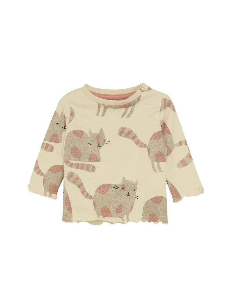 T-shirt manches longues bébé fille Twain Noppies – Imprimé chats gris en coton bio GOTS
