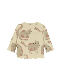 T-shirt manches longues bébé fille Twain Noppies – Imprimé chats gris en coton bio GOTS