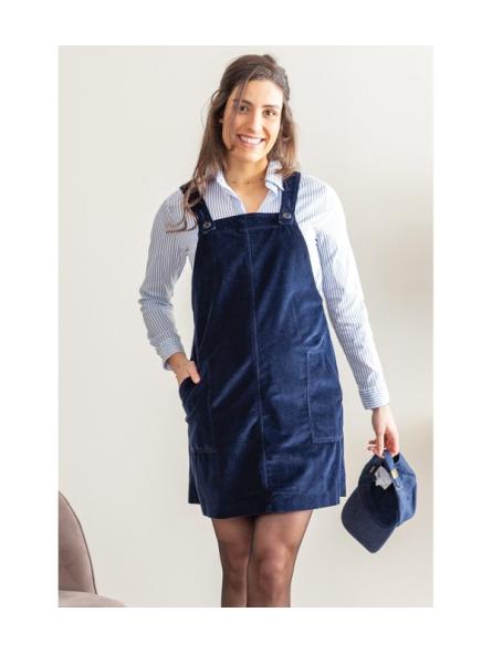 Robe Salopette de Grossesse en Velours Prune Bonnie
