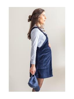 Robe Salopette de Grossesse en Velours Prune Bonnie