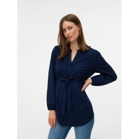 Top grossesse et allaitement Elva – Chemisier col mao manches longues Regular Fit