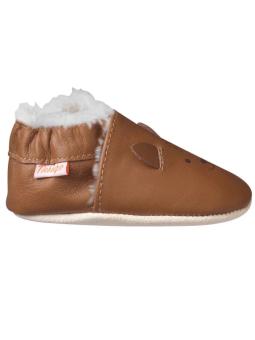 Chaussons bébé en cuir souple fourrés Lazard